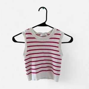 Vestique Pink and White Striped Knit Tank